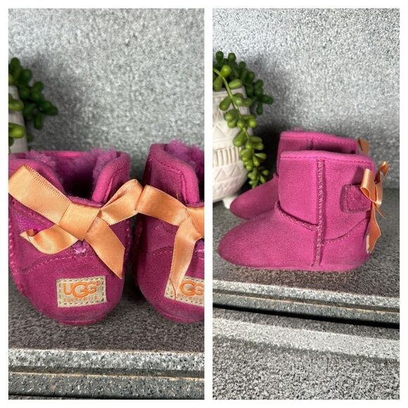 UGG Other - UGG Ozlana Pink Suede Leather Baby Boots Size 1
